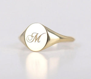 14K Personalized Initial Monogram Signet Ring