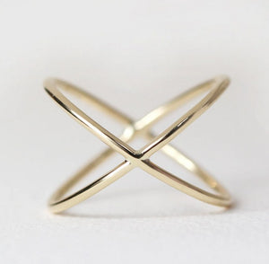 14K Criss Cross Ring, X Ring