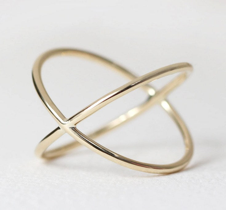 14K Criss Cross Ring, X Ring