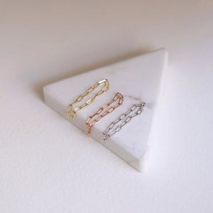 14K Mini Paper Clip Chain Ring