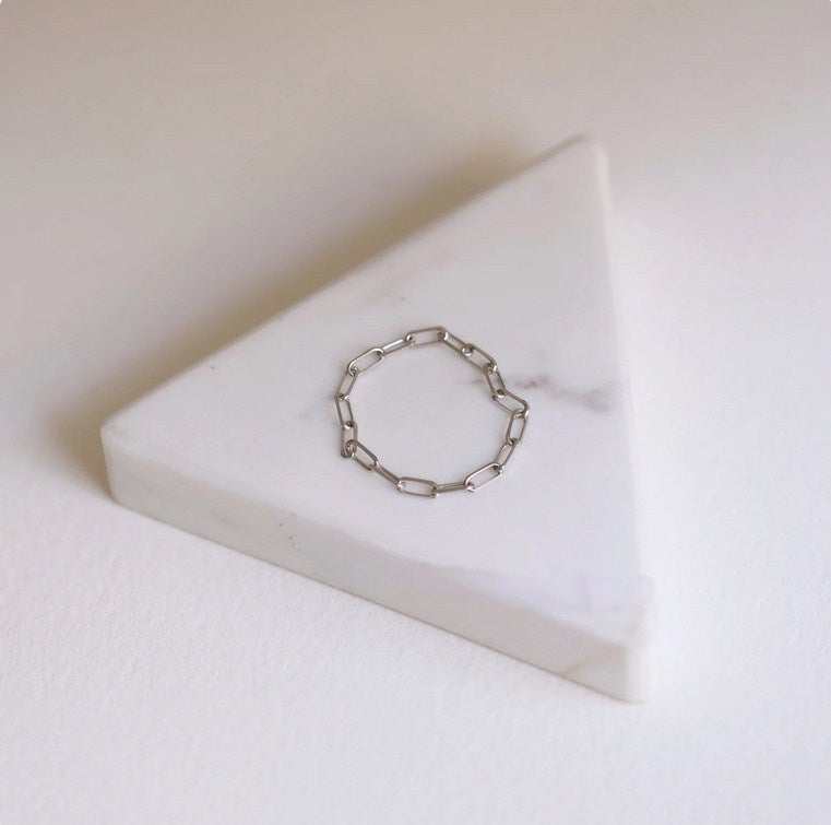 14K Mini Paper Clip Chain Ring