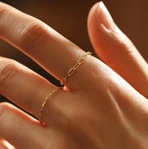 14K Mini Paper Clip Chain Ring