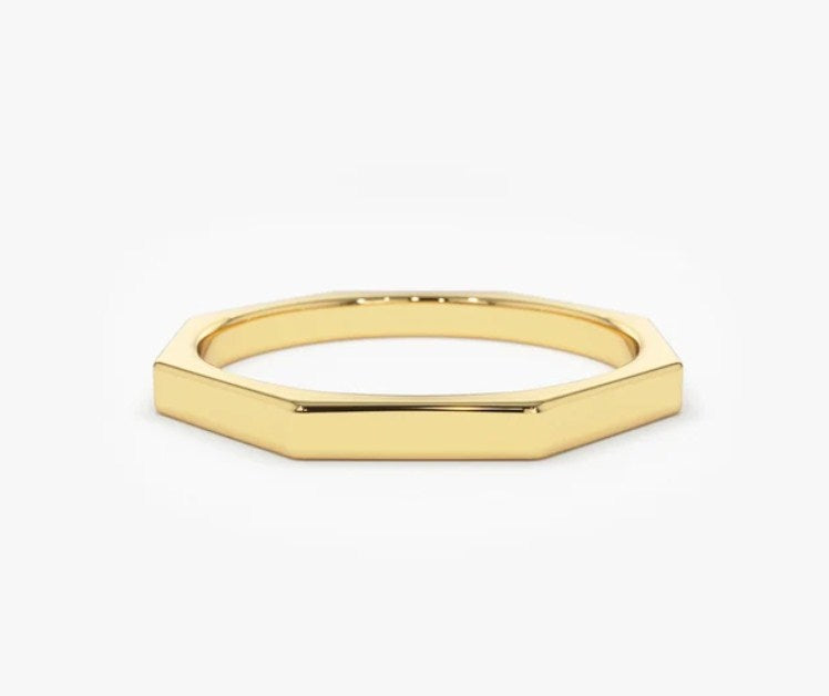 14k Solid Octagon Gold Ring