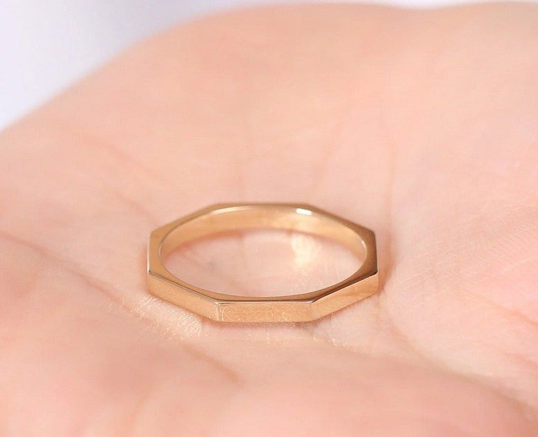 14k Solid Octagon Gold Ring