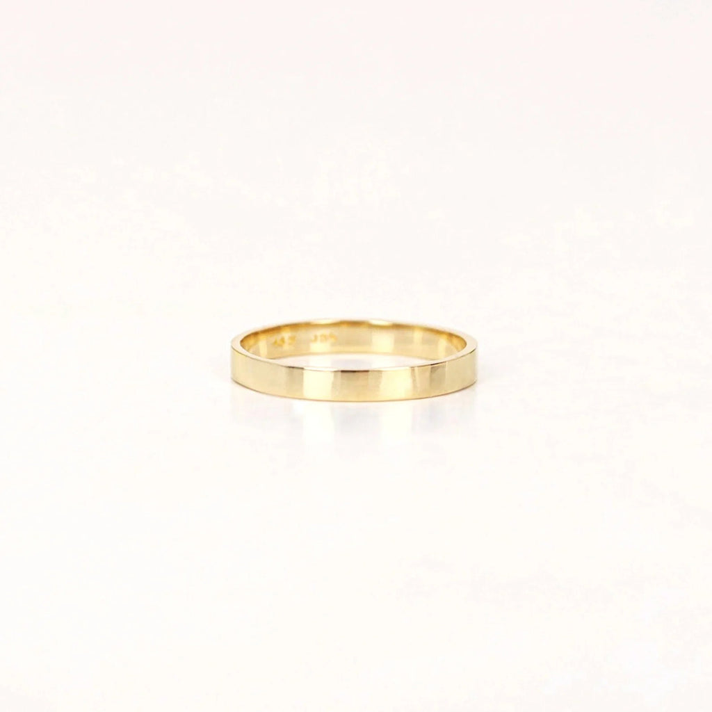 Solid Gold Wedding Band, 2.5mm Flat Ring Band, Stacking Ring